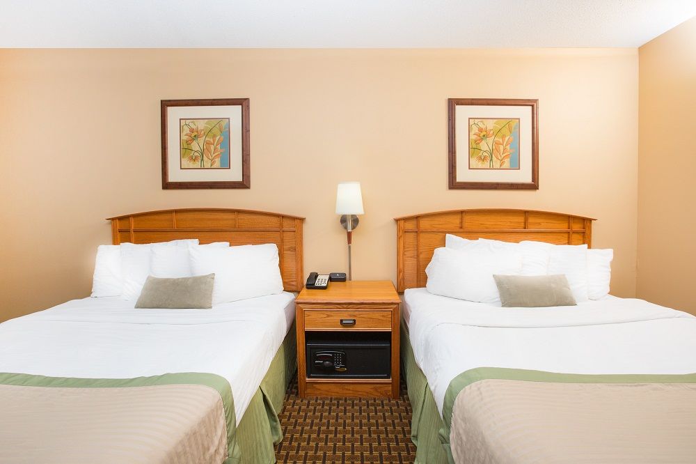 room with two queen beds